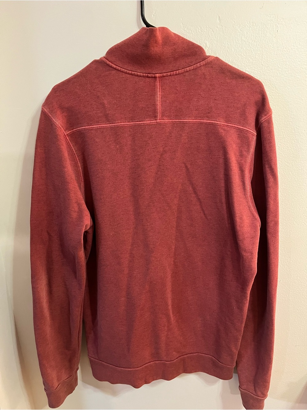 Lacoste Men’s Washed Red Quarter-Zip Pullover. Adult MEDIUM - Picture 5 of 8